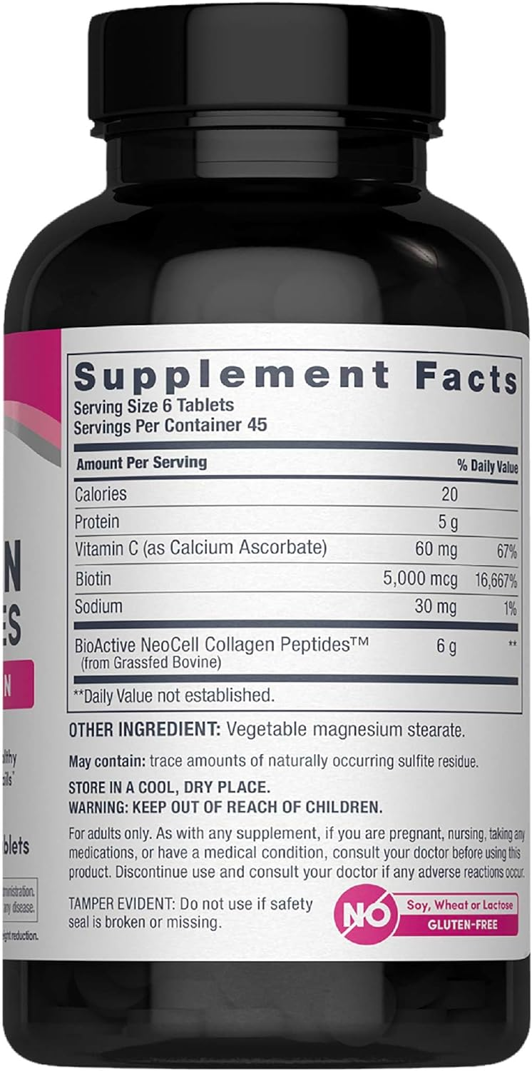 NeoCell Grass-fed Collagen Peptides + Vitamin C & Biotin, 270 Tablets