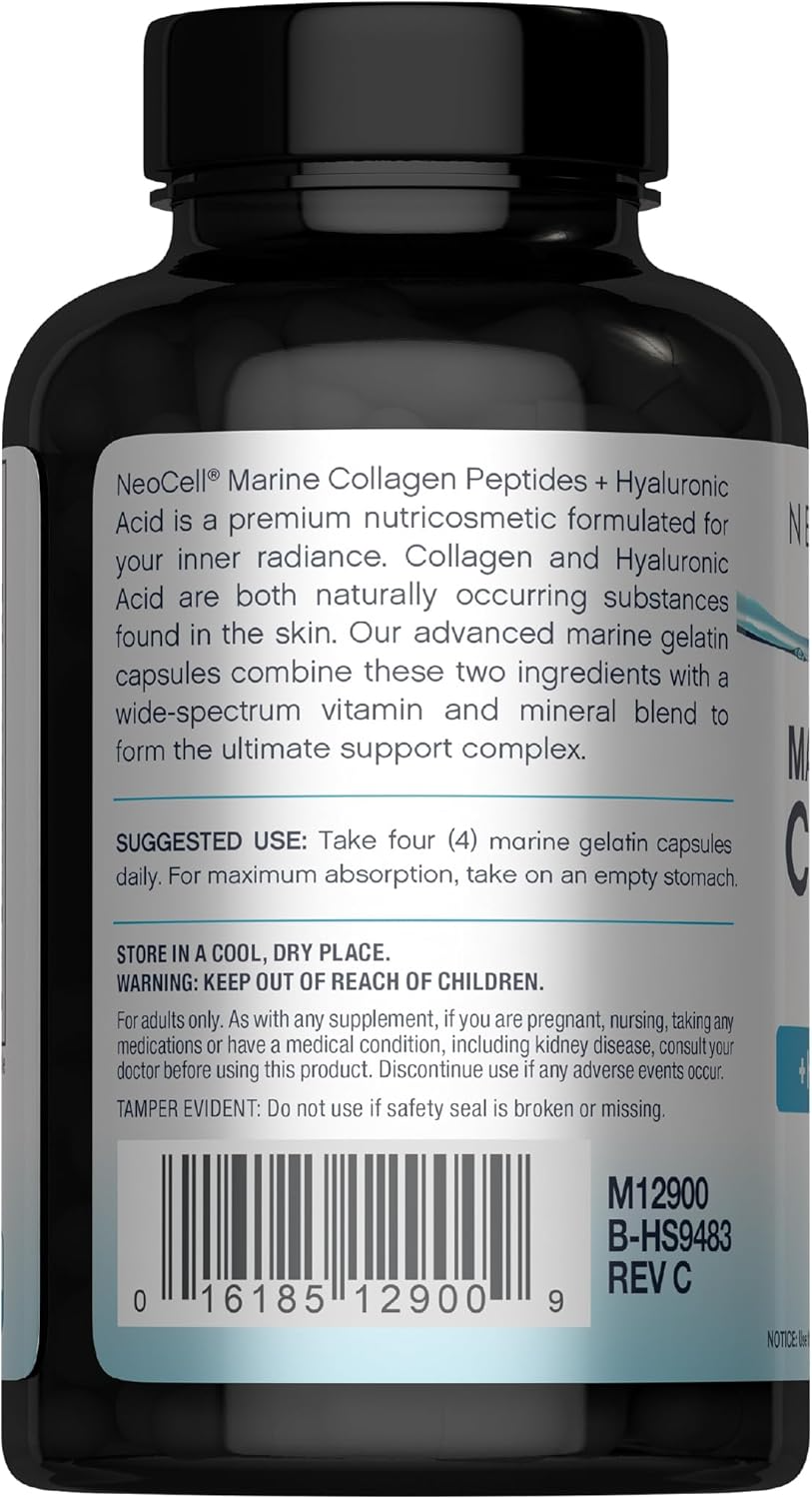 NeoCell Marine Collagen Peptides + Hyaluronic Acid, 120 Capsules