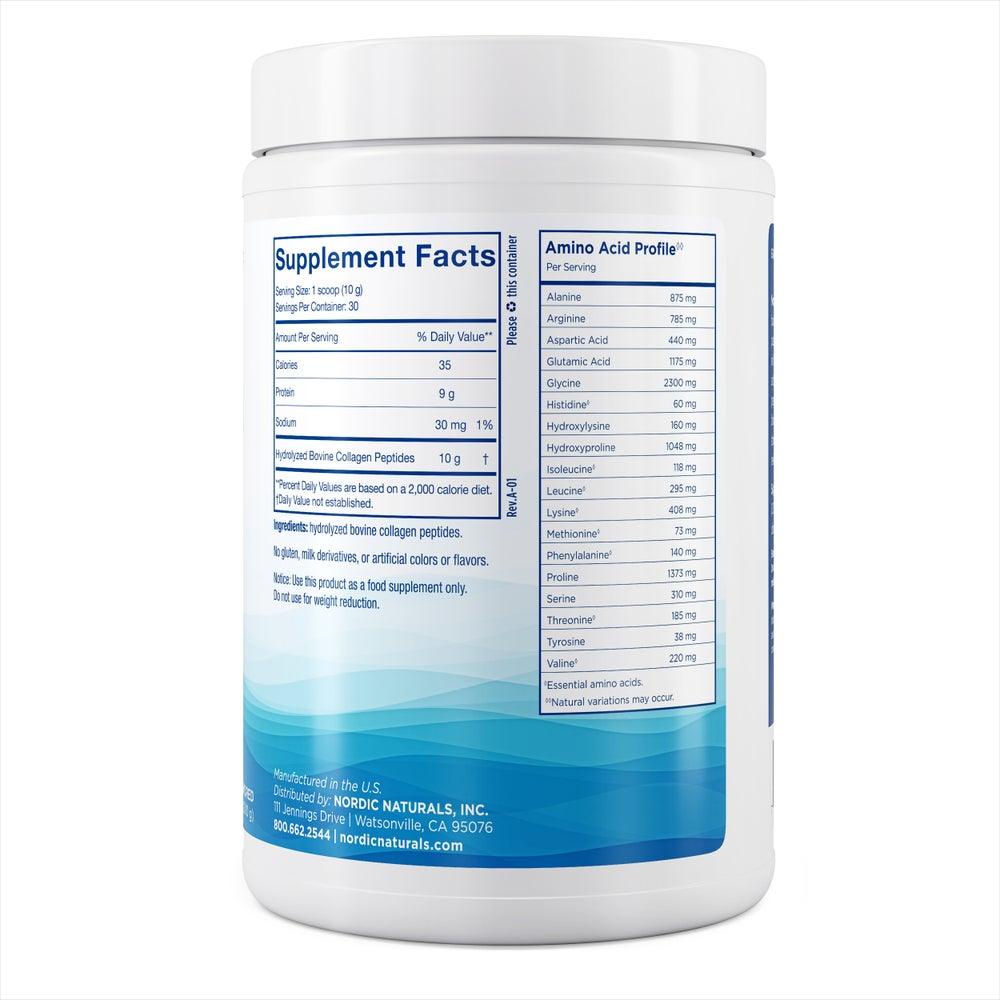 Nordic Naturals Nordic Beauty Collagen Peptides, Unflavored - 10.6 Ounces (300g)