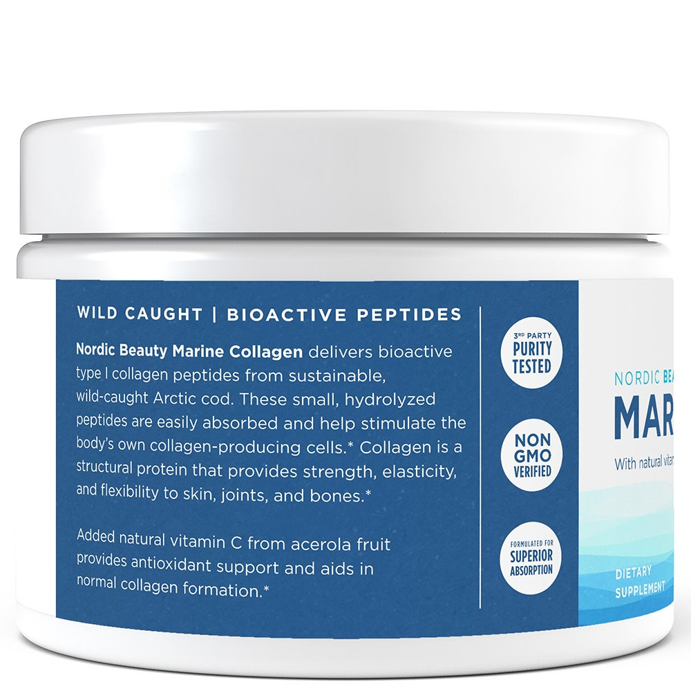 Nordic Naturals Nordic Beauty Marine Collagen Powder, Strawberry - 5.29 Ounces