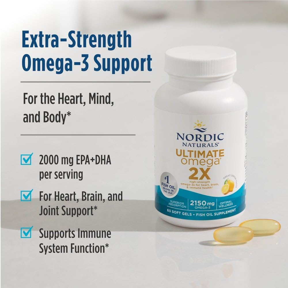 Nordic Naturals Ultimate Omega 2X Lemon 60 Softgels (1,075 mg per Softgel)