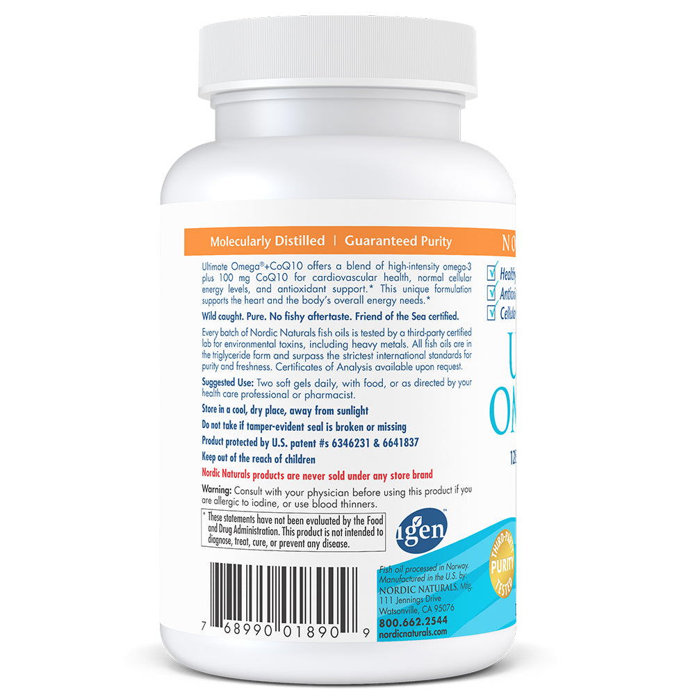 Nordic Naturals Ultimate Omega + CoQ10 Lemon, 120 Soft Gels