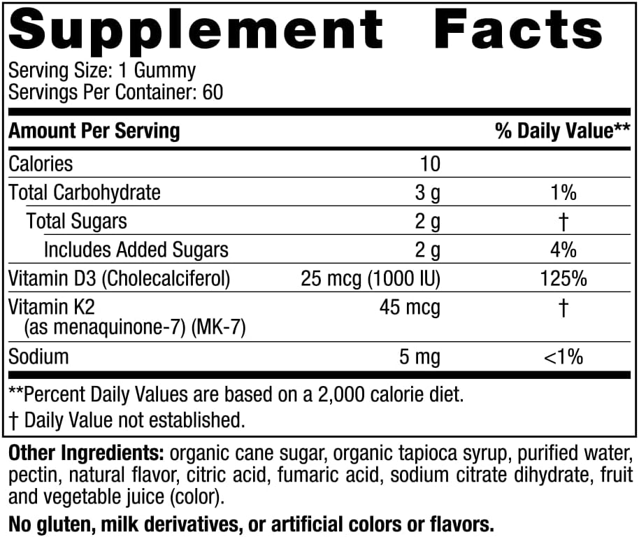 Nordic Naturals Vitamin D3 + K2 Pomegranate - 60 Gummies