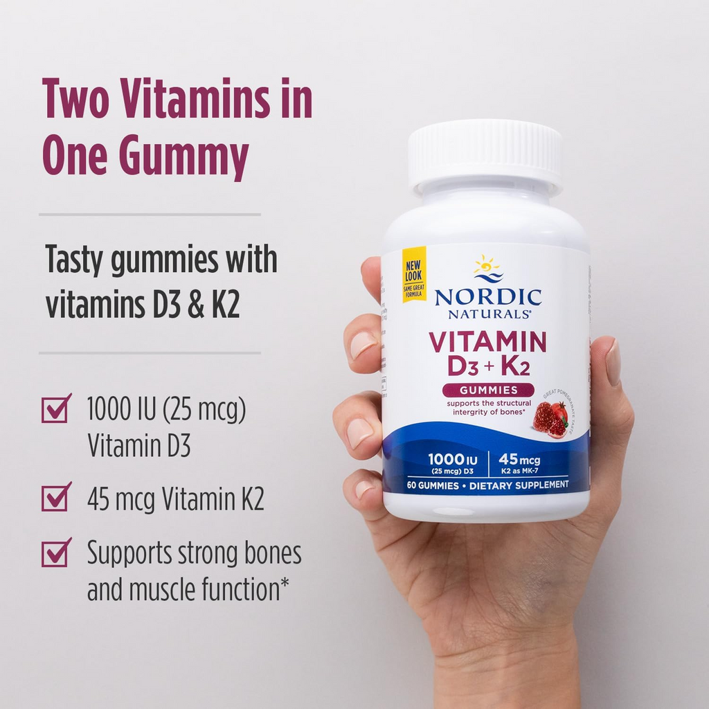 Nordic Naturals Vitamin D3 + K2 Pomegranate - 60 Gummies