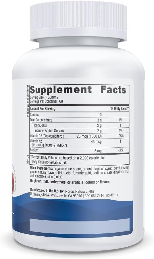 Nordic Naturals Vitamin D3 + K2 Pomegranate - 60 Gummies