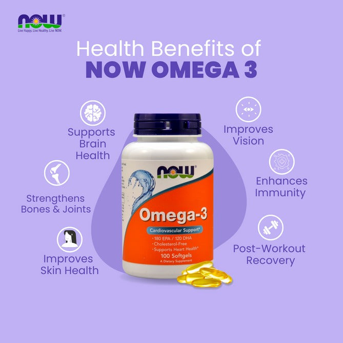 Now Omega 3 Fish Oil 1000 mg - 180 EPA / 120 DHA - 100 Softgels