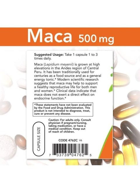 NOW Foods Maca 500 mg  _ 250 Veg Capsules