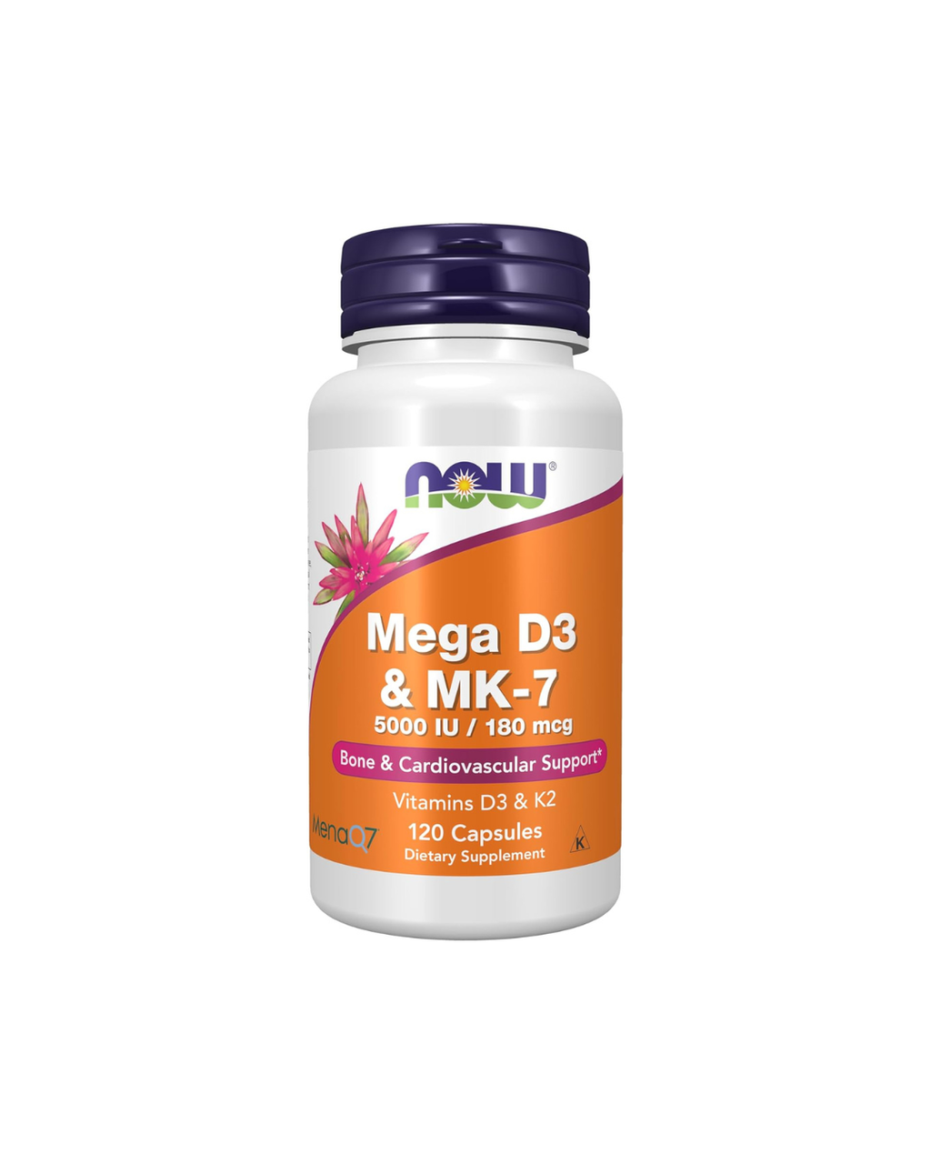 Now Foods Mega D-3 & MK-7 5000 IU / 180 mcg 60 Capsules