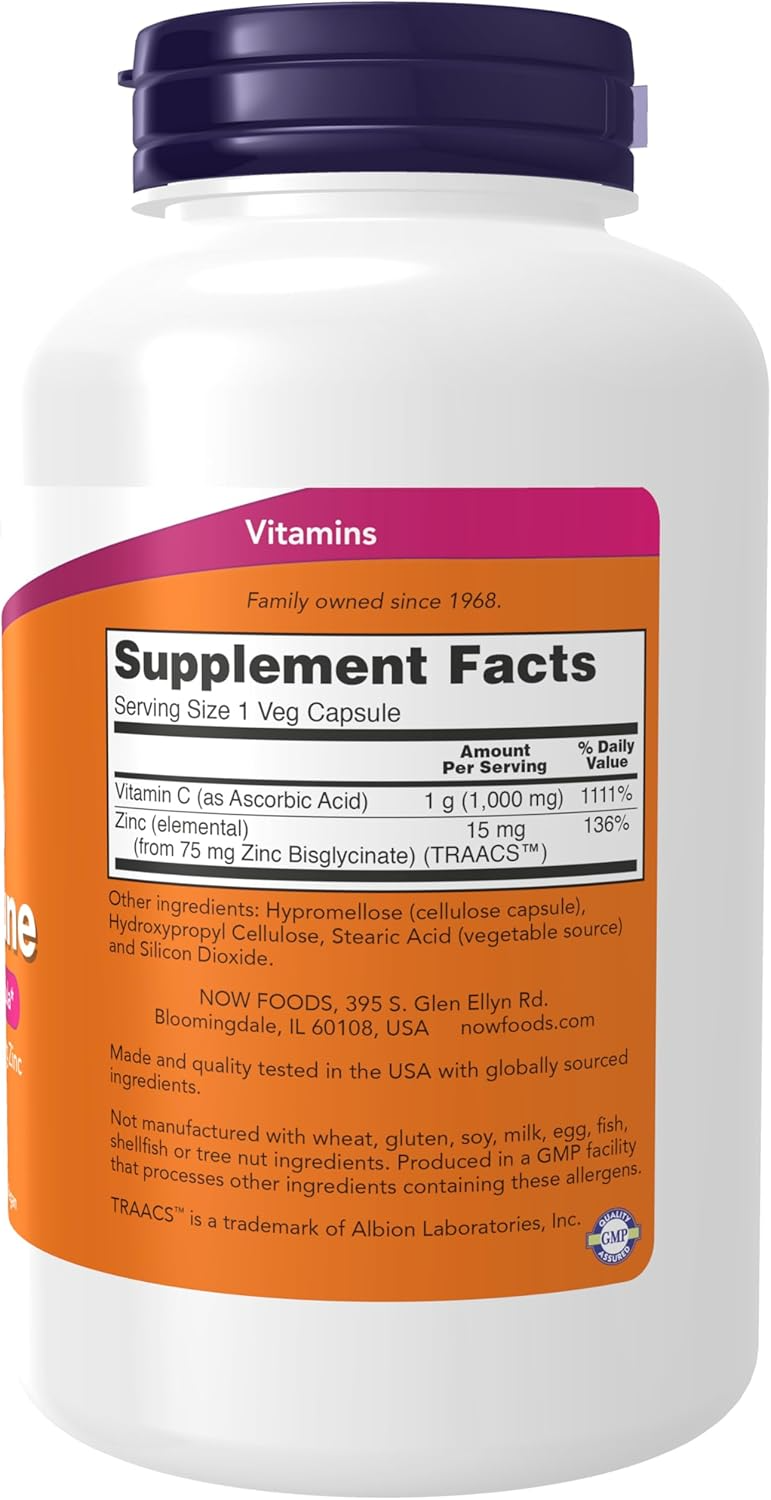 NOW Foods C-1000 & Zinc Immune - 180 Veg Capsules