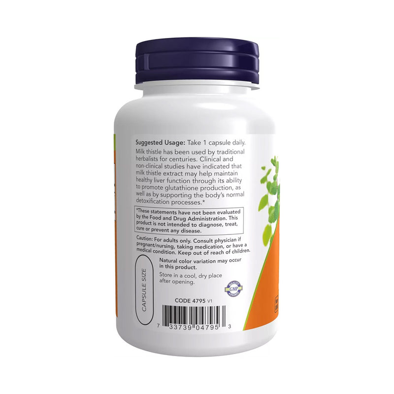 Now Foods Milk Thistle Extract 750 mg Silymarin (600 mg) Maximum Strength - 90 Veg Capsules