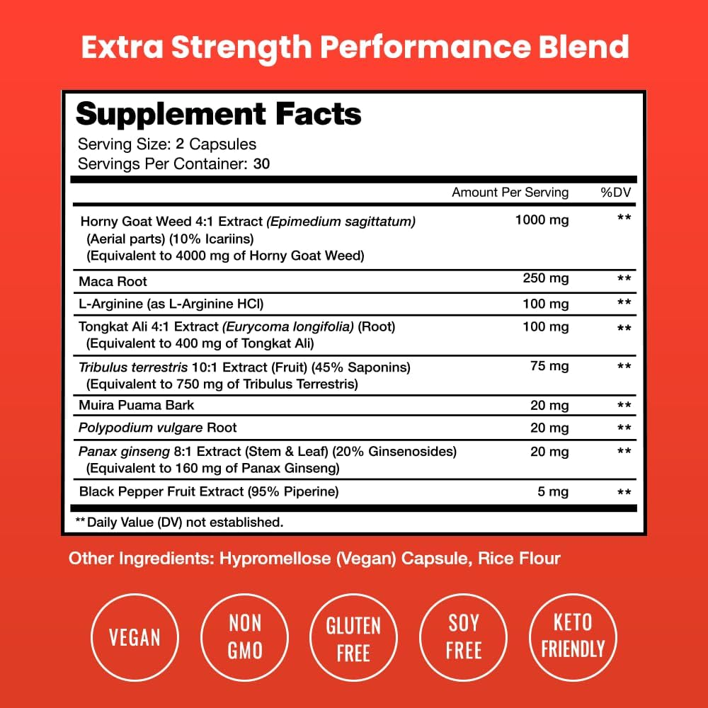 NutraChamps Horny Goat Weed 10x Strength 1000mg 60 Capsules