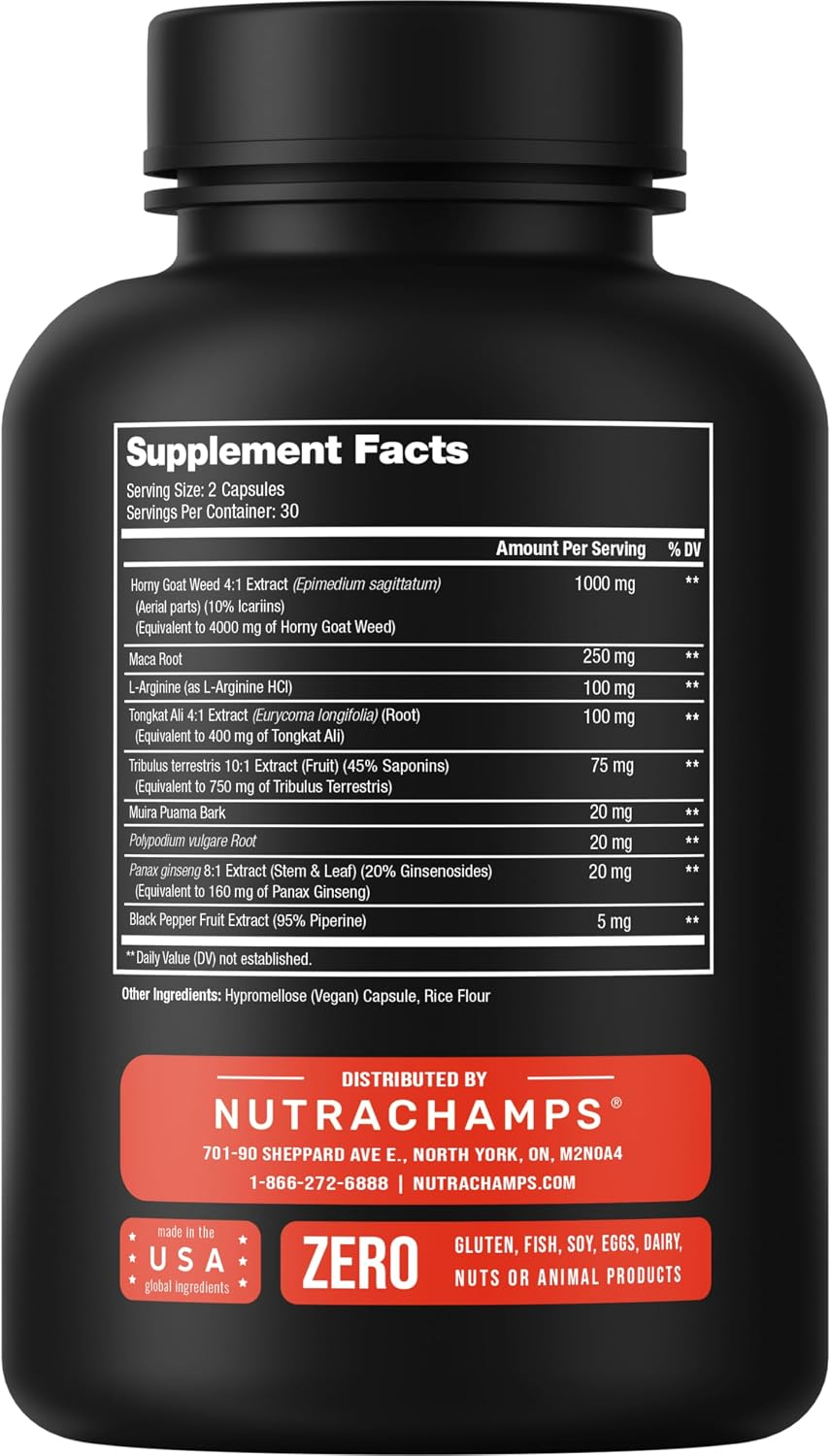 NutraChamps Horny Goat Weed 10x Strength 1000mg 60 Capsules