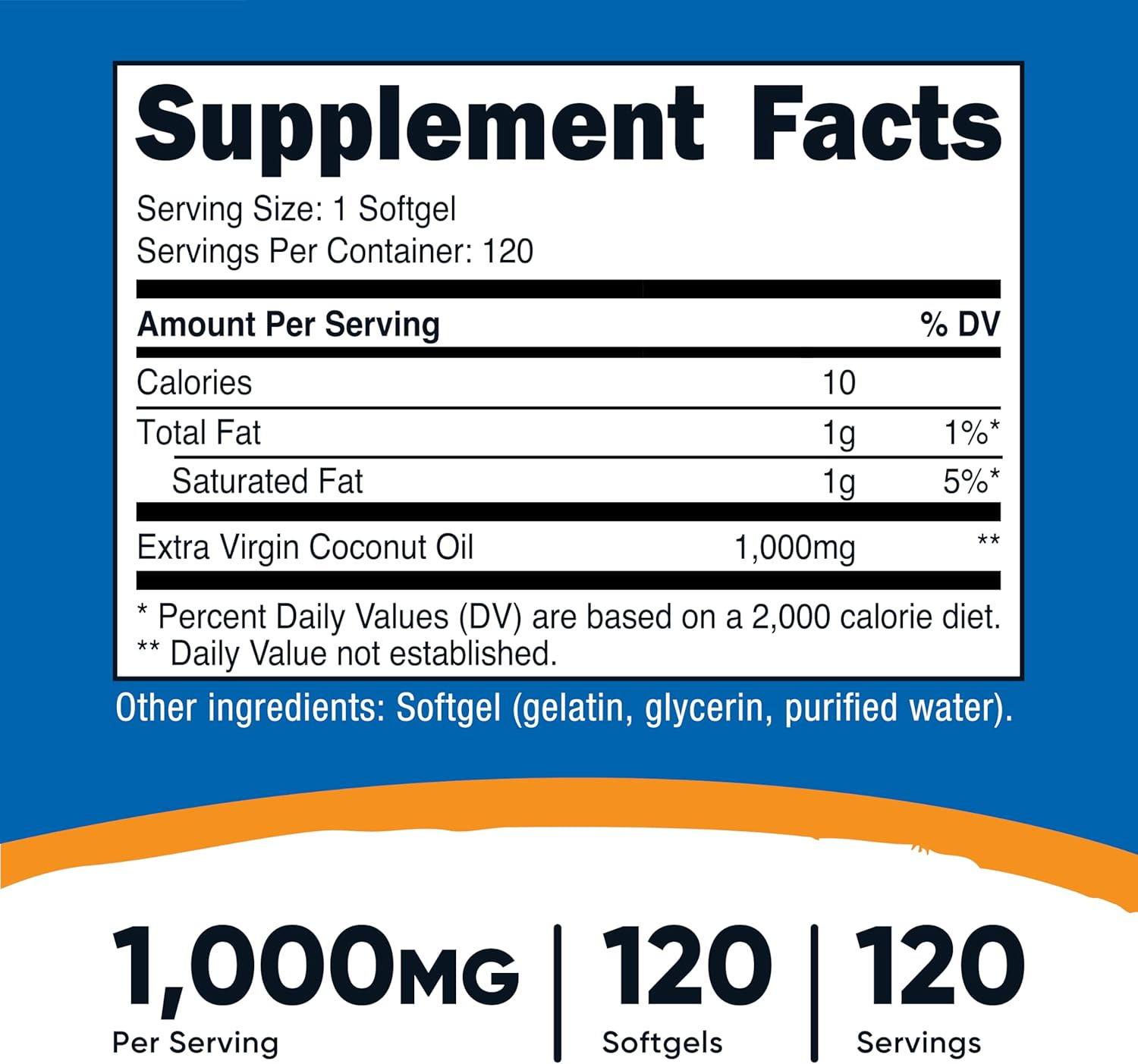 Nutricost Coconut Oil 1000mg 120 Softgels