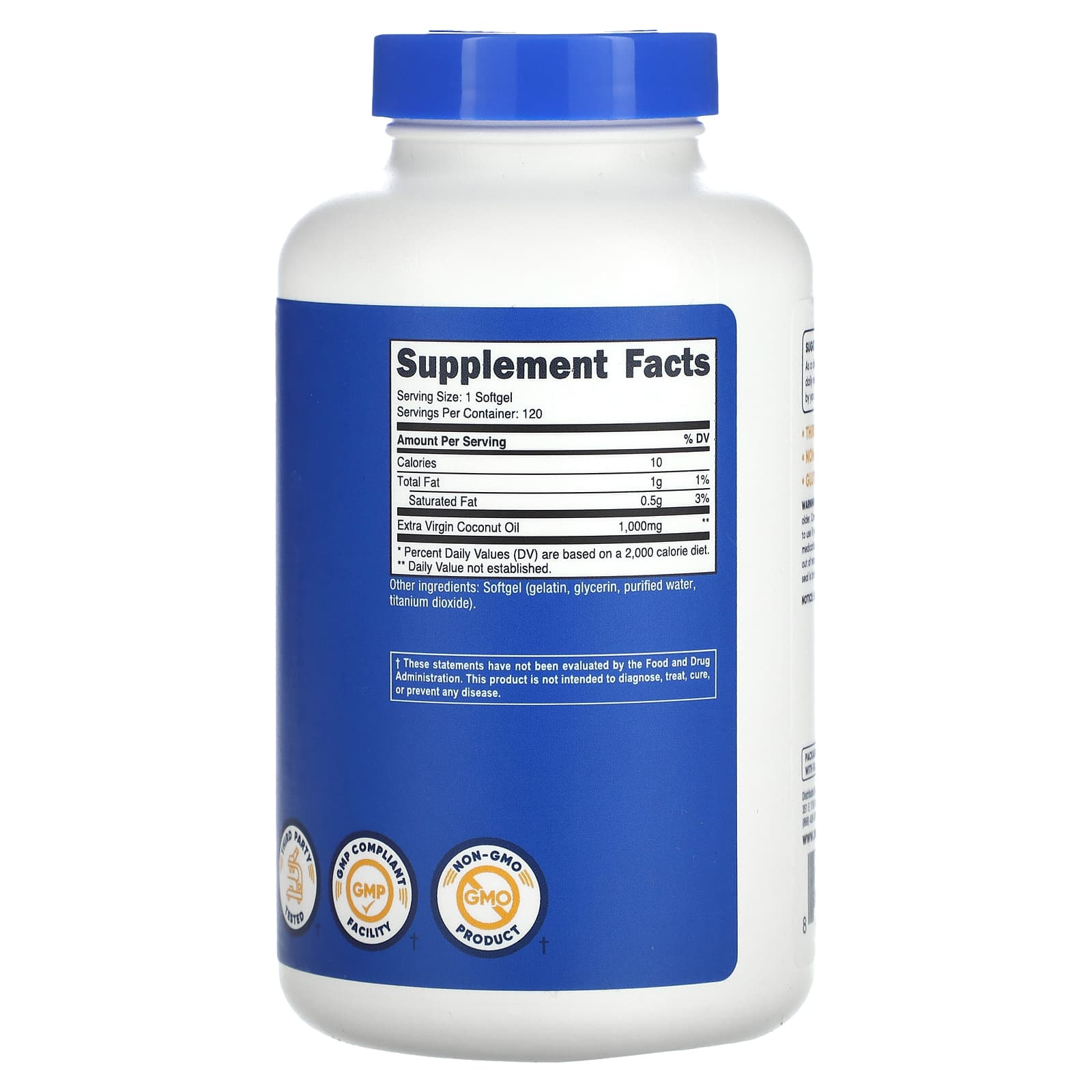 Nutricost Coconut Oil 1000mg 120 Softgels