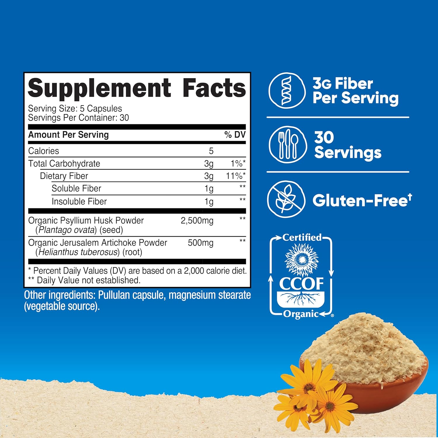 Nutricost Fiber with Organic Psyllium Husk & Jerusalem Artichoke Capsules - 150 Count