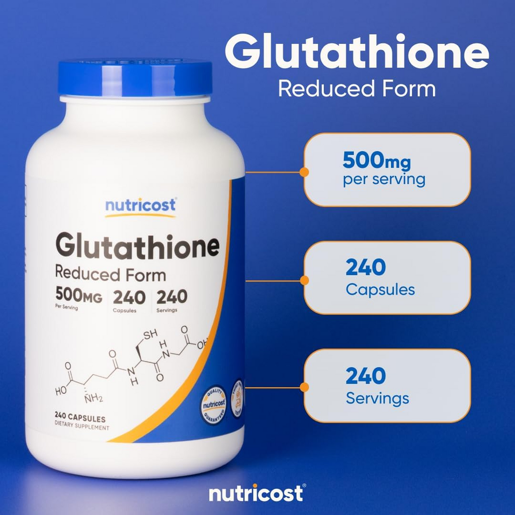 Nutricost Glutathione 500 mg, 240 Capsules