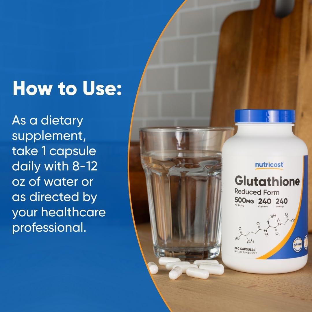 Nutricost Glutathione 500 mg, 240 Capsules