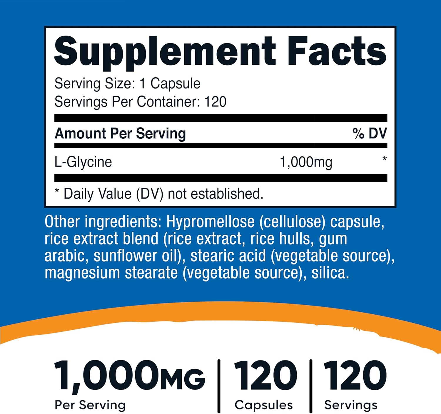 Nutricost L-Glycine 1000mg 120 Capsules