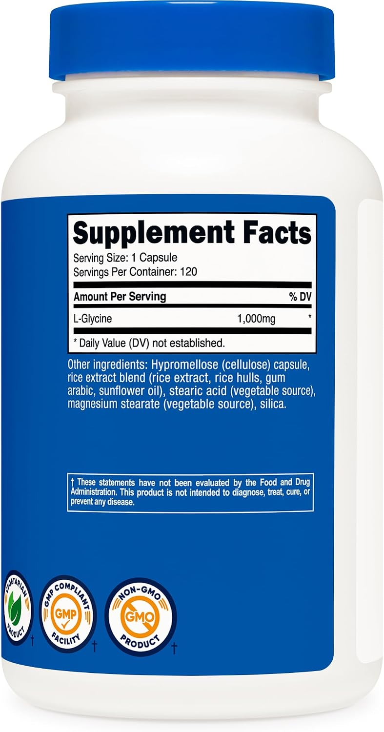 Nutricost L-Glycine 1000mg 120 Capsules
