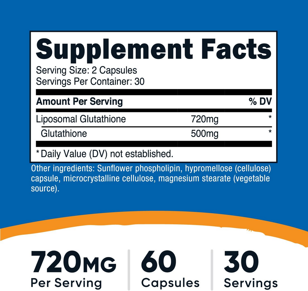 Nutricost Liposomal Glutathione 60 Capsules (720 mg Per Serving)