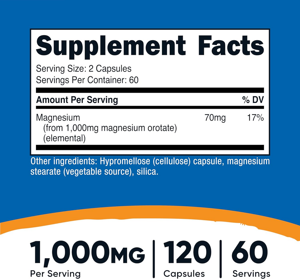 Nutricost Magnesium Orotate Capsules 1000mg, 120 Caps