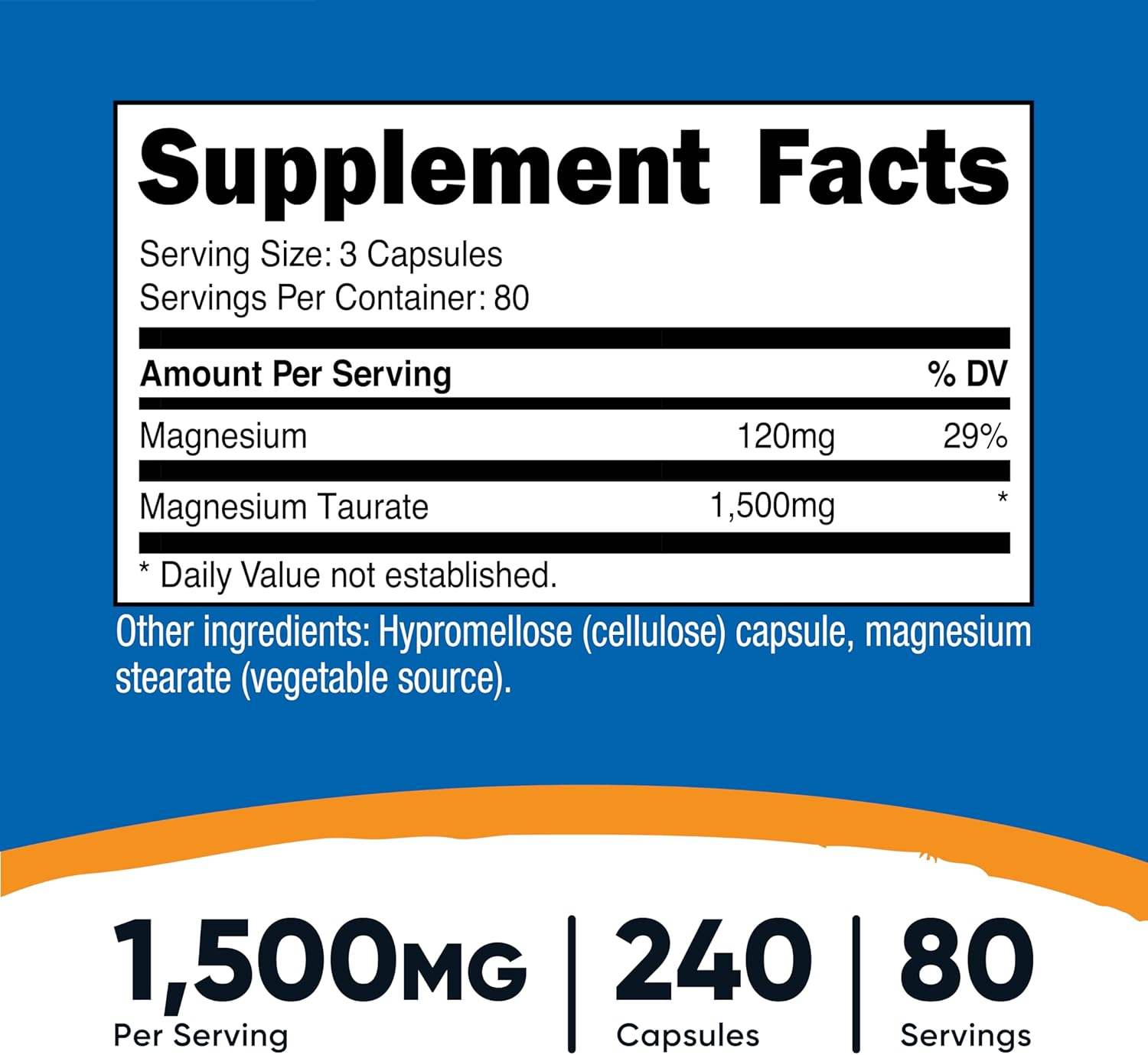 Nutricost Magnesium Taurate 1,500mg 240 Capsules