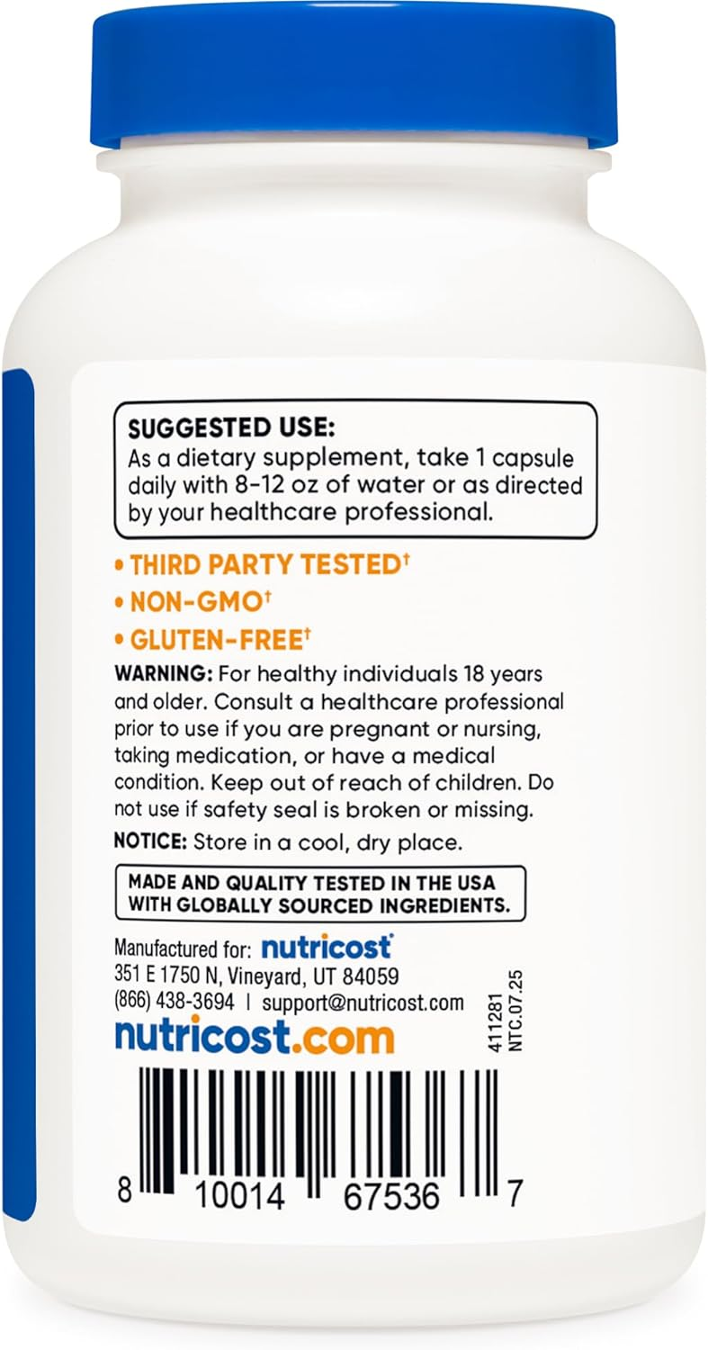 Nutricost NAC Vegan N-Acetyl L-Cysteine 600 mg, 120 Capsules