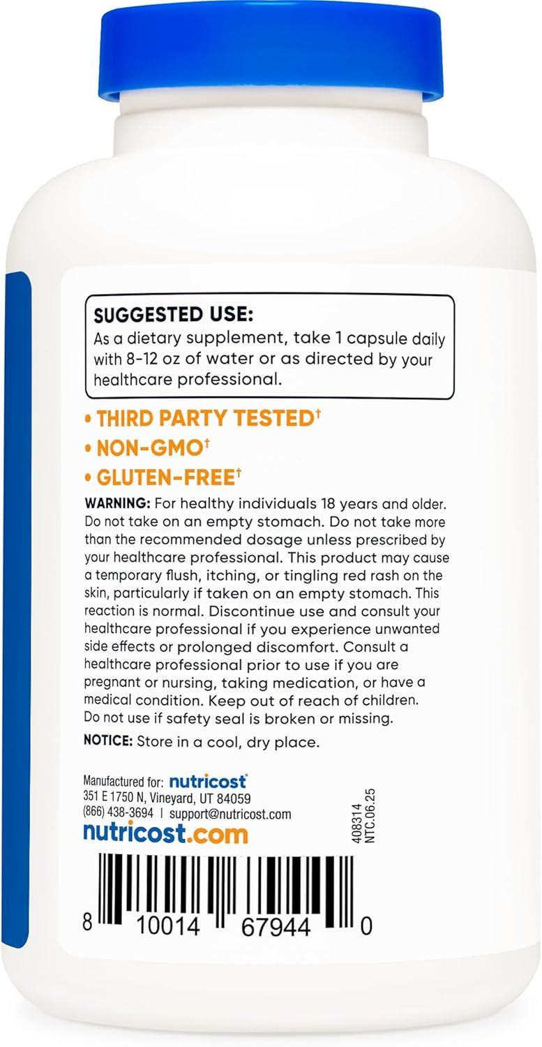 Nutricost Niacin Vitamin B3 500mg, 240 Capsules