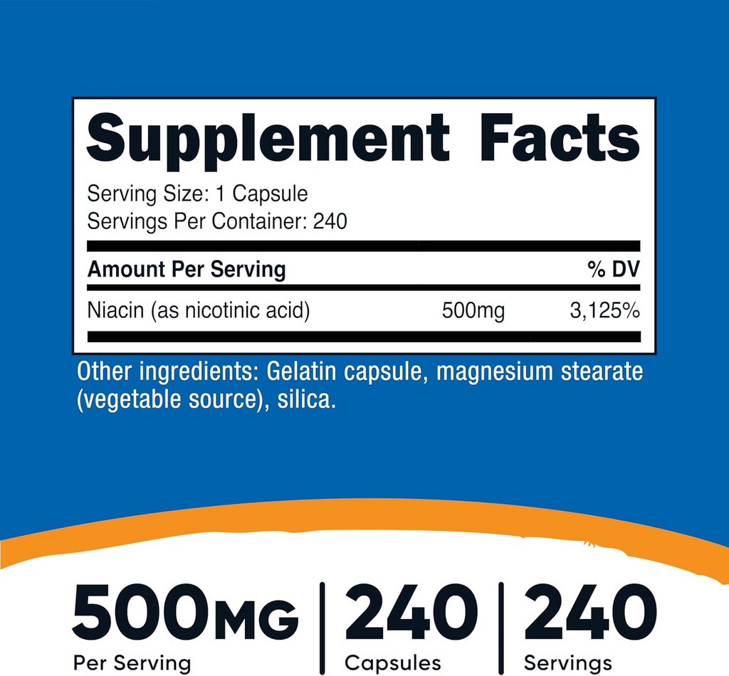 Nutricost Niacin Vitamin B3 500mg, 240 Capsules