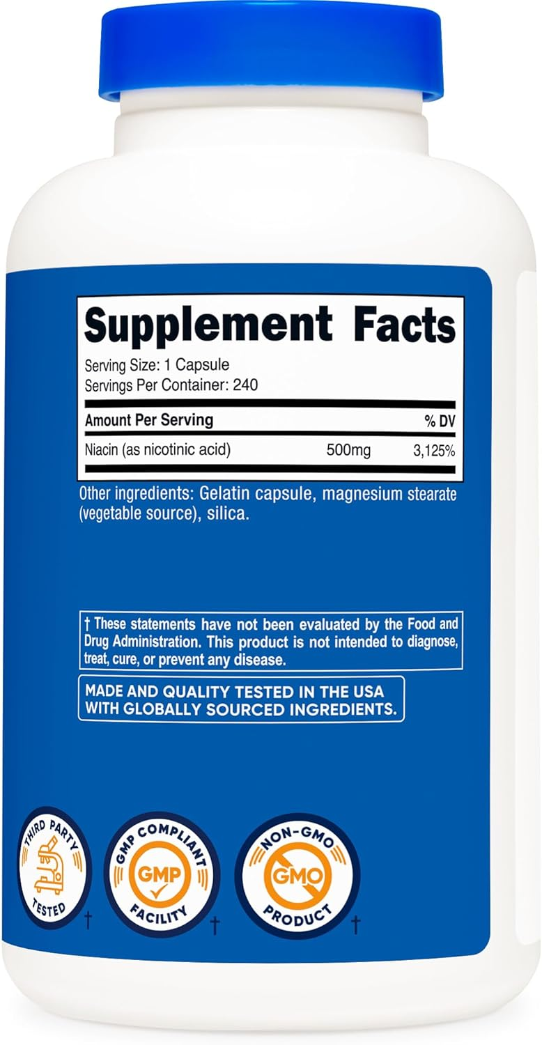 Nutricost Niacin Vitamin B3 500mg, 240 Capsules
