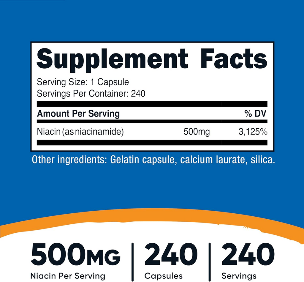Nutricost Niacinamide (Vitamin B3) 500mg, 240 Capsules