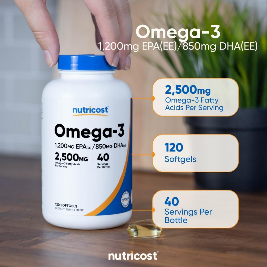 Nutricost Omega-3 Fish Oil 2500mg 120 Softgels