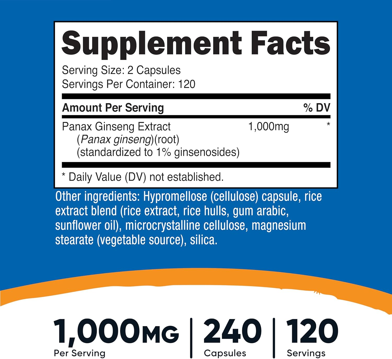 Nutricost Panax Ginseng 240 Capsules (500 mg per Capsule)