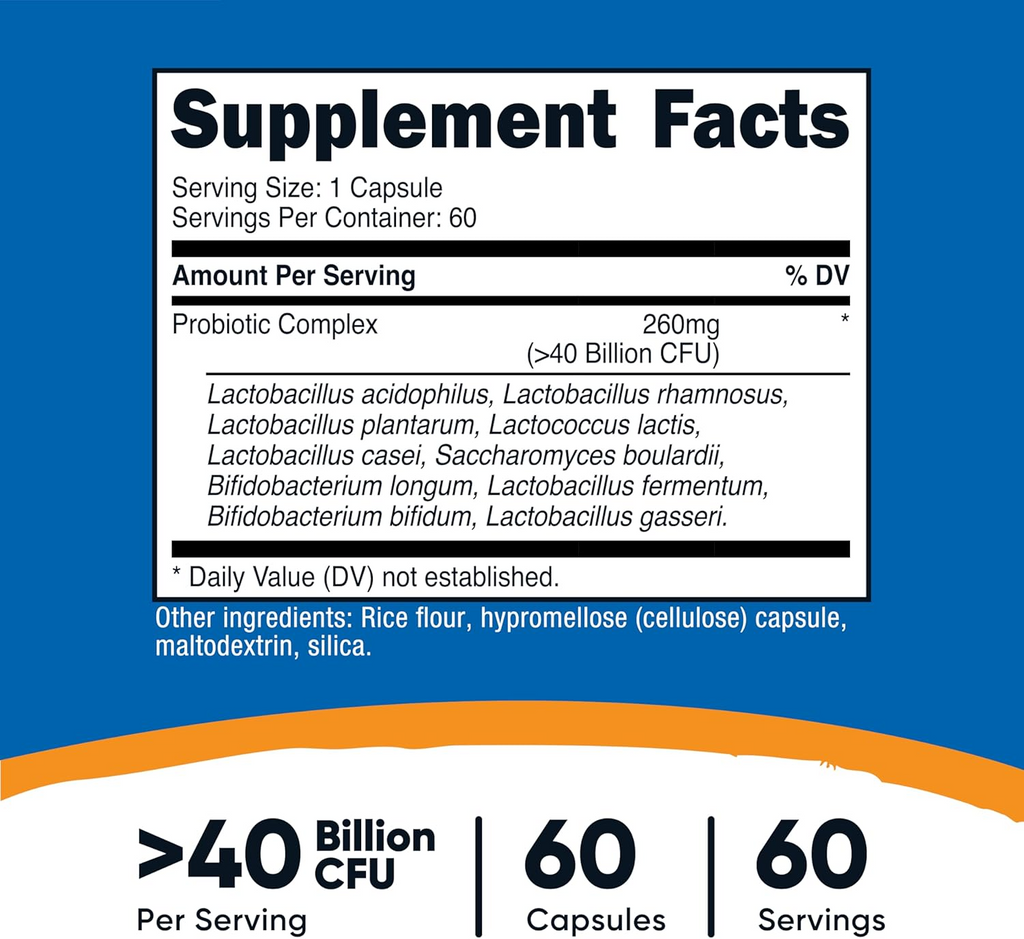 Nutricost Probiotic Complex >40 Billion CFU, 60 Capsules