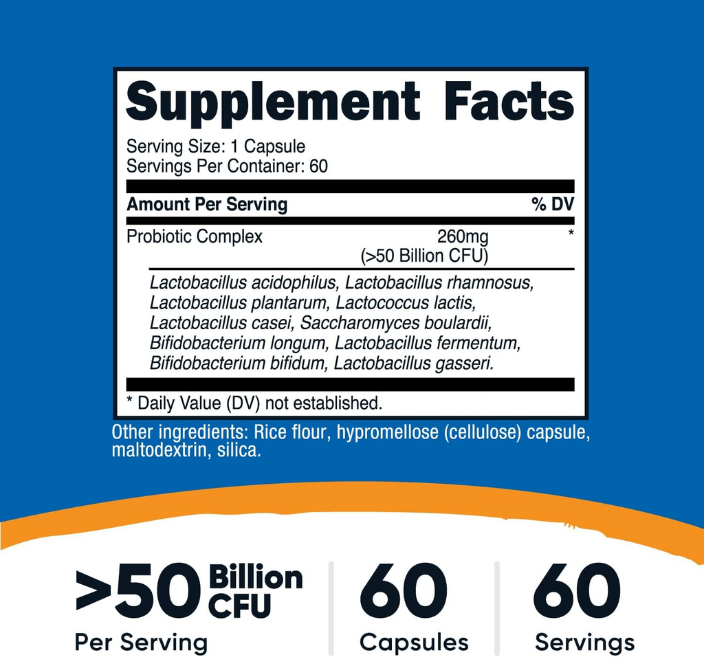 Nutricost Probiotic Complex >50 Billion CFU, 60 Capsules