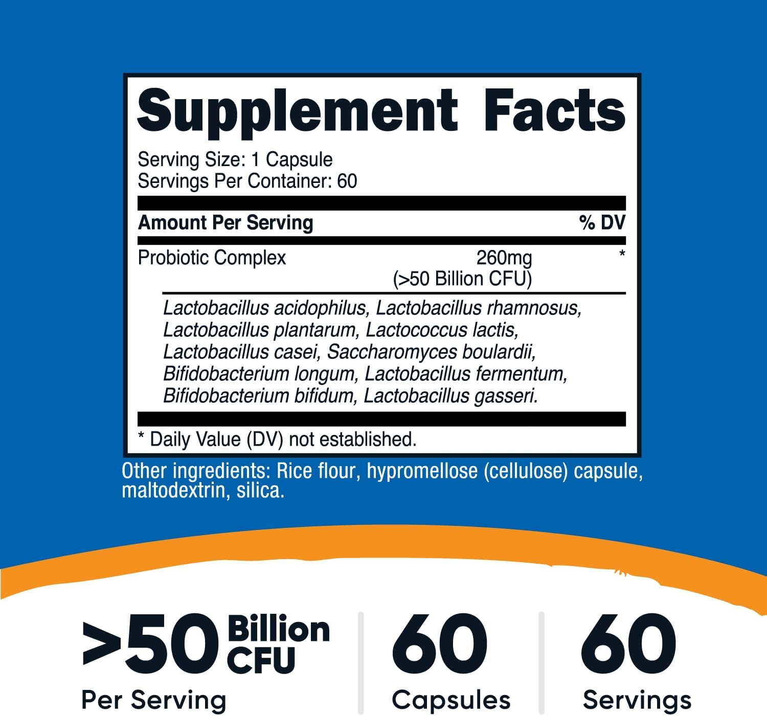 Nutricost Probiotic Complex >50 Billion CFU, 60 Capsules