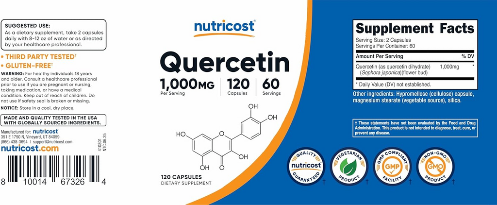 Nutricost Quercetin 1000mg 120 Capsules