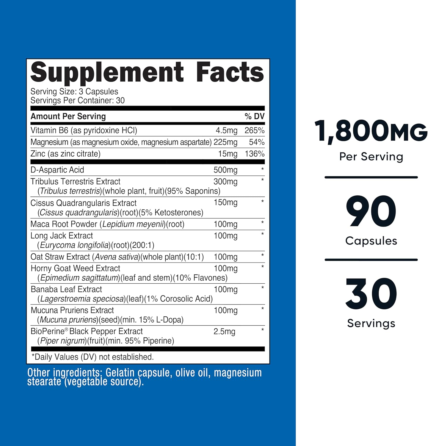 Nutricost Testosterone Support Complex 1800mg Per Serving - 90 Capsules