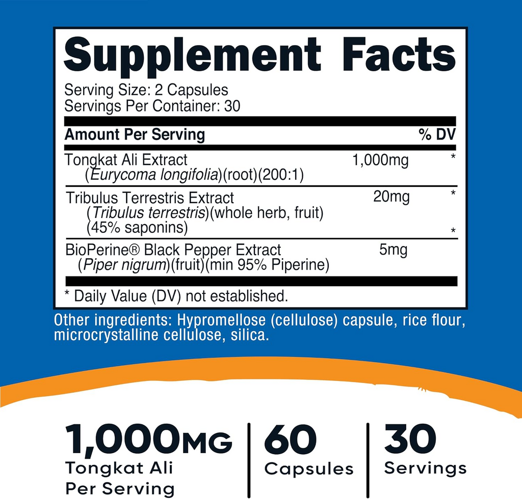 Nutricost Tongkat Ali 1,000mg 60 Capsules