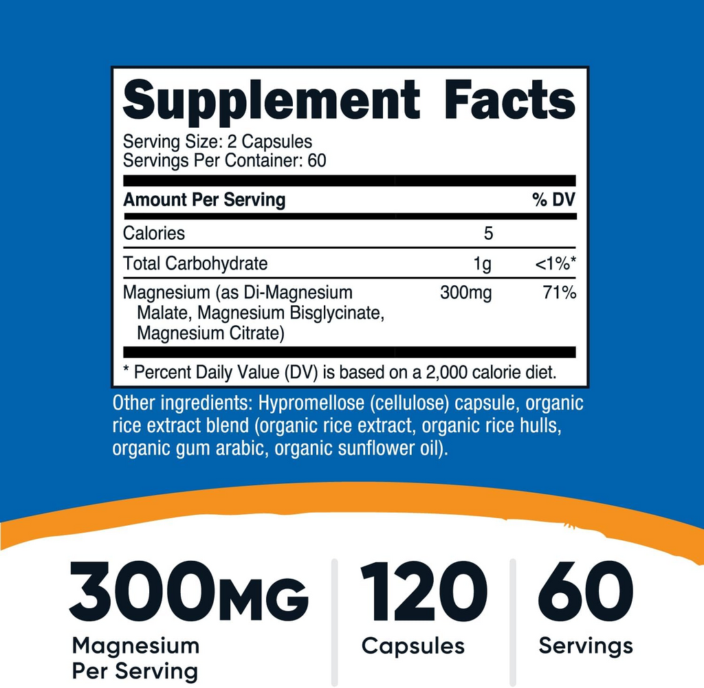 Nutricost Triple Magnesium Complex 300mg, 120 Capsules