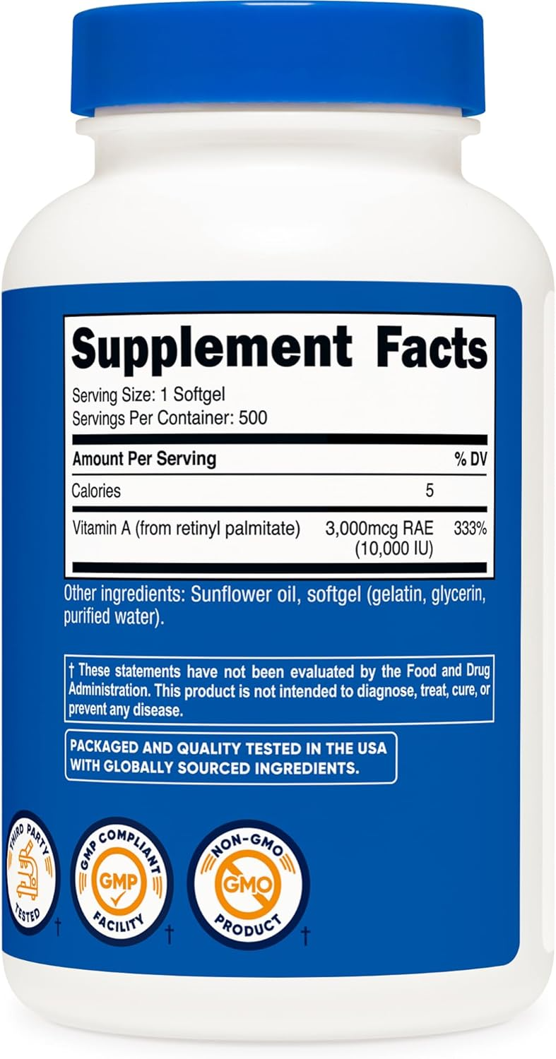 Nutricost Vitamin A 10,000 IU, 500 Softgel Capsules