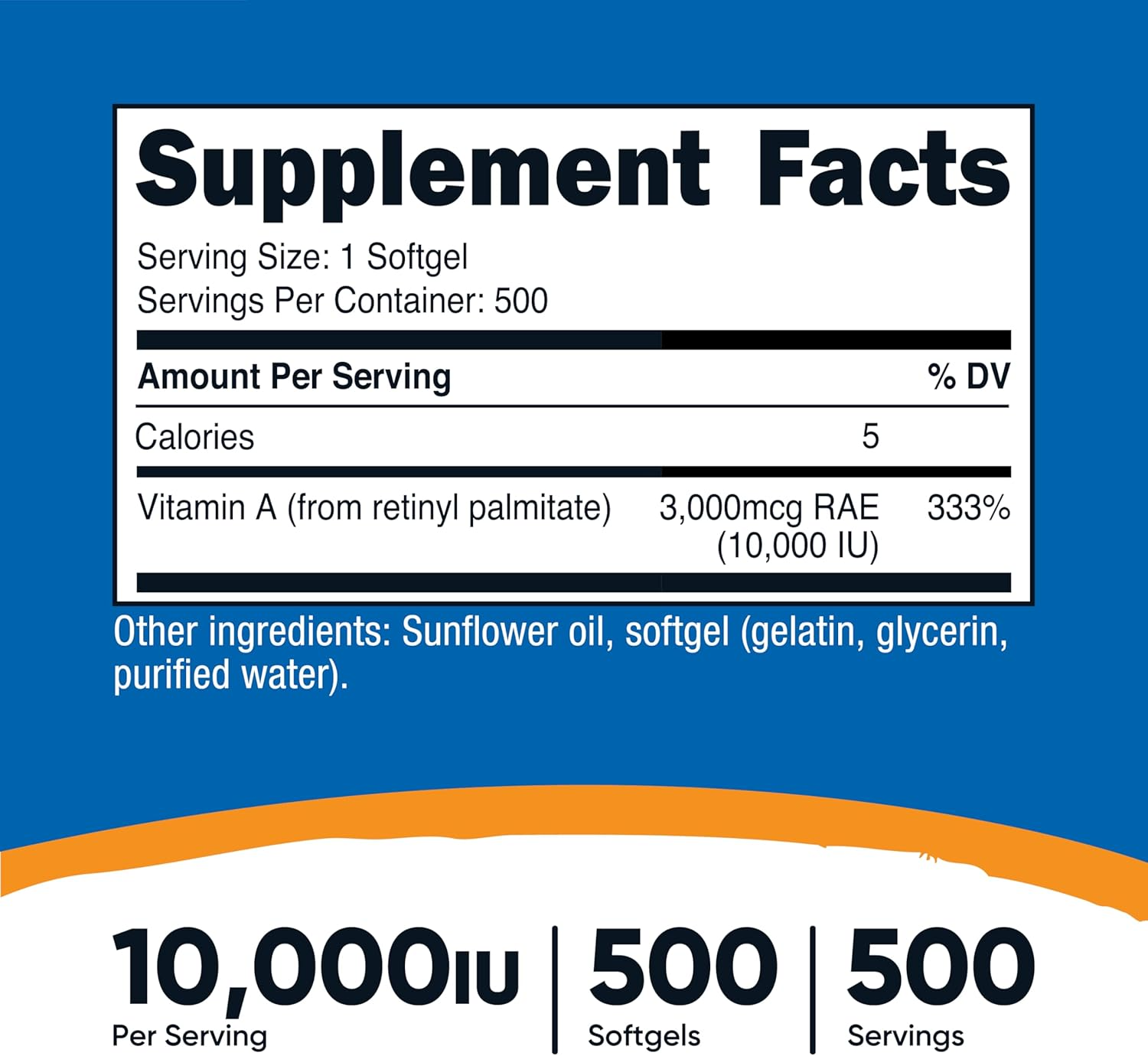 Nutricost Vitamin A 10,000 IU, 500 Softgel Capsules