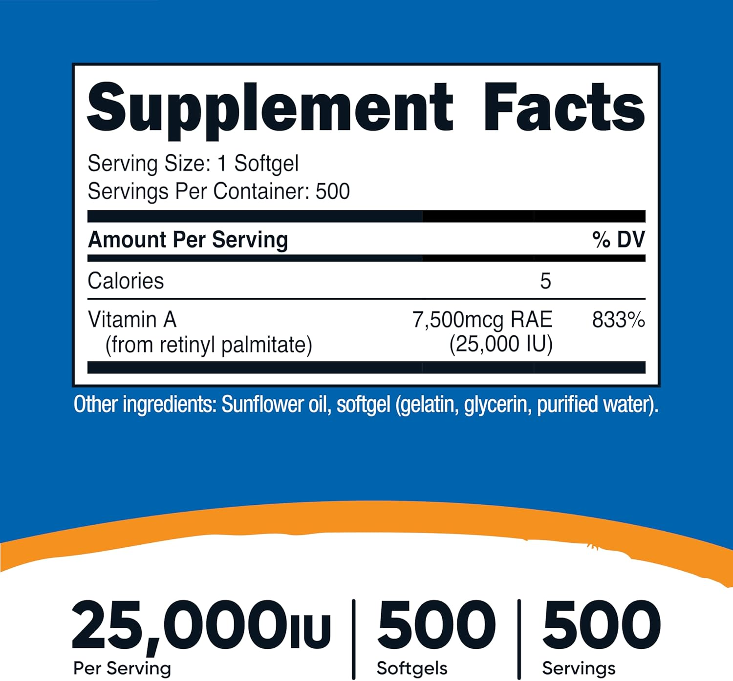 Nutricost Vitamin A 25,000 IU, 500 Softgels
