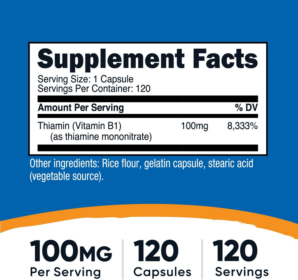 Nutricost Vitamin B1 100 mg, 120 Capsules
