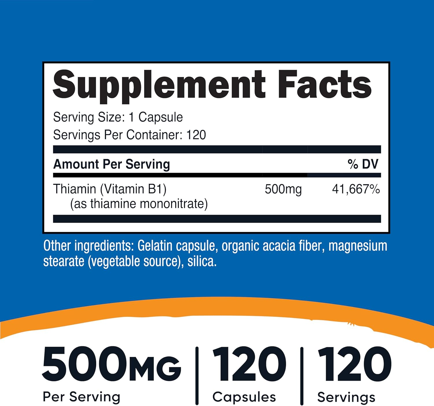 Nutricost Vitamin B1 500 mg, 120 Capsules