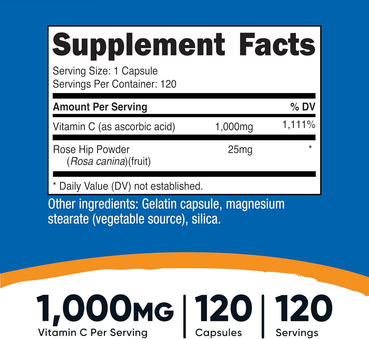 Nutricost Vitamin C with Rose Hips 120 Capsules