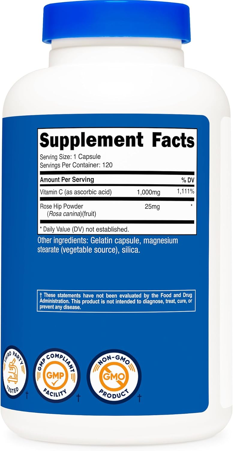 Nutricost Vitamin C with Rose Hips 120 Capsules