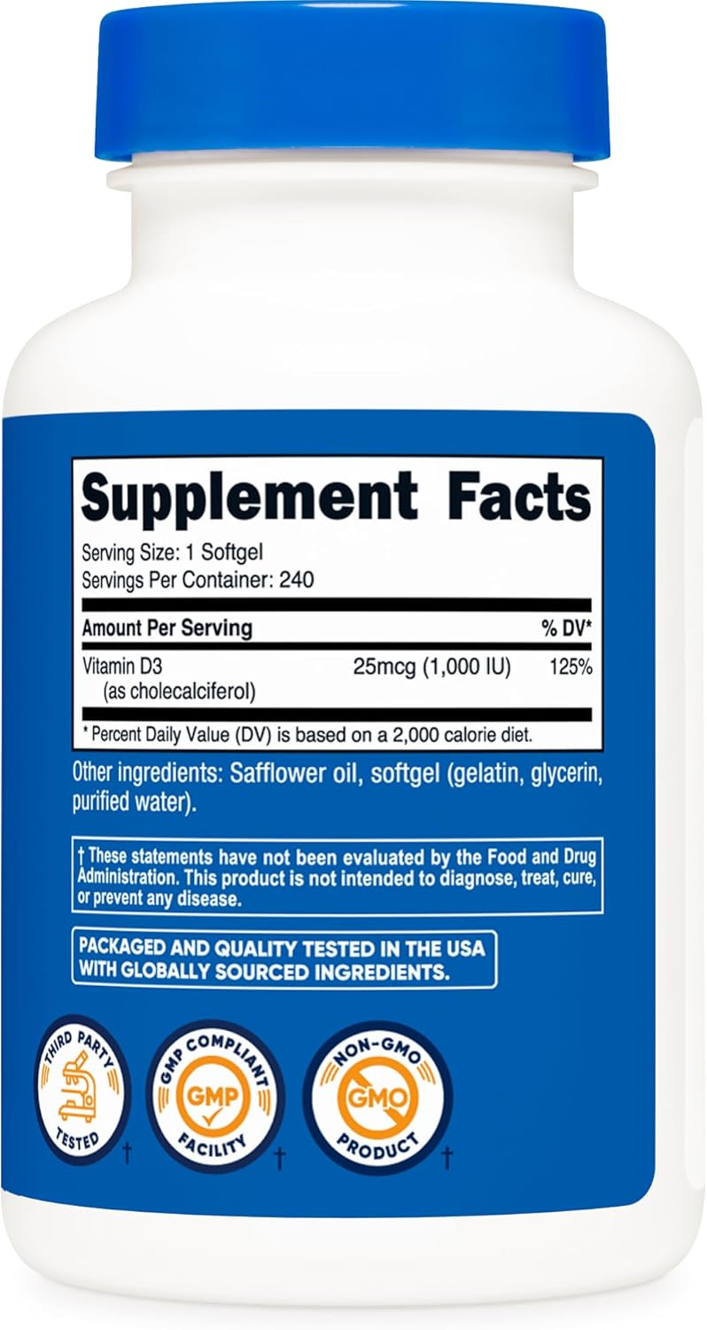 Nutricost Vitamin D3 1,000 IU, 240 Softgels