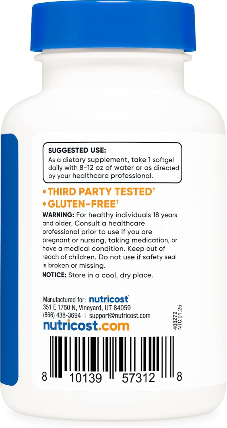 Nutricost Vitamin D3 250 mcg (10,000 IU) 240 Softgels