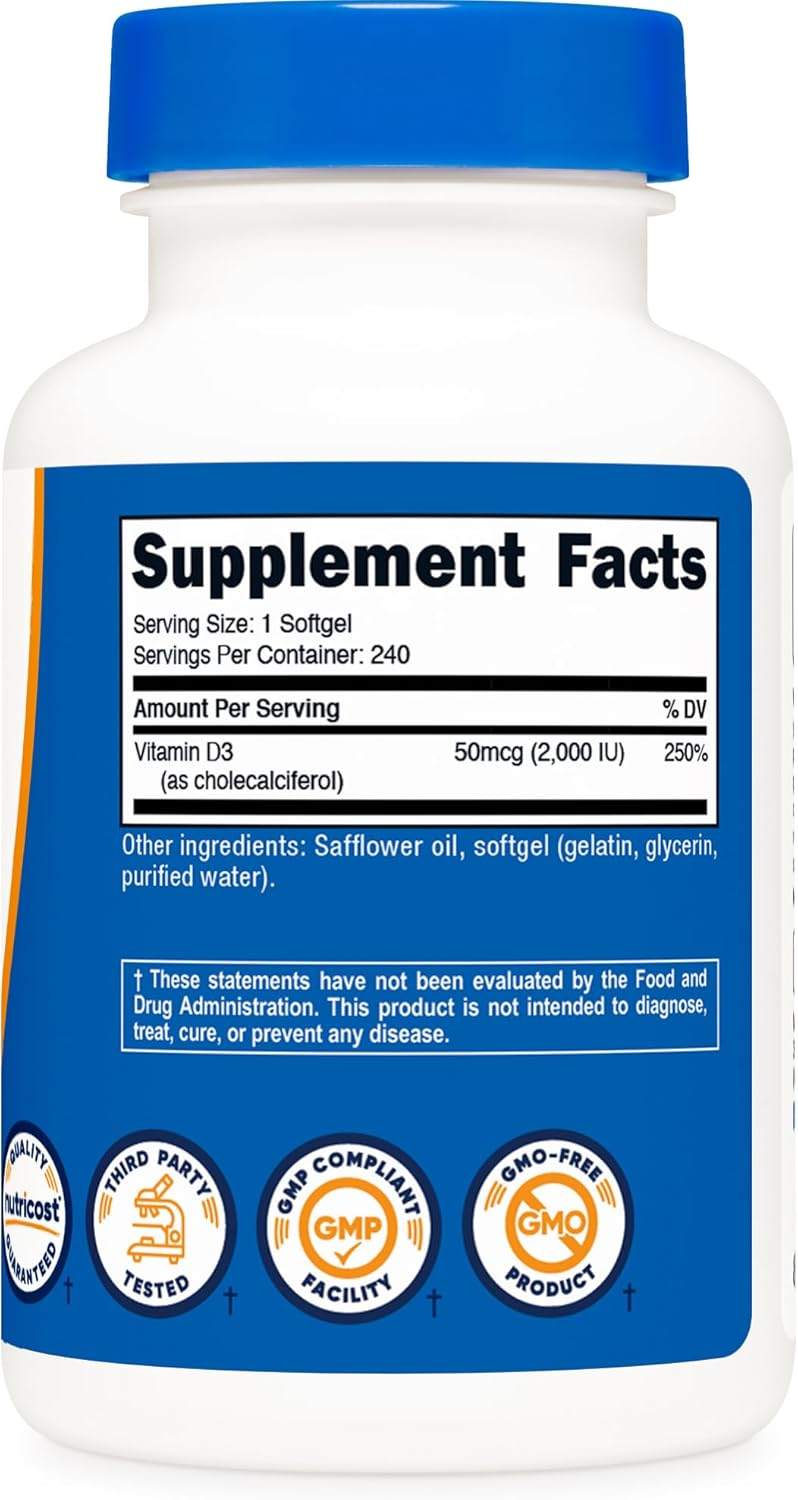 Nutricost Vitamin D3 2,000 IU, 240 Softgels